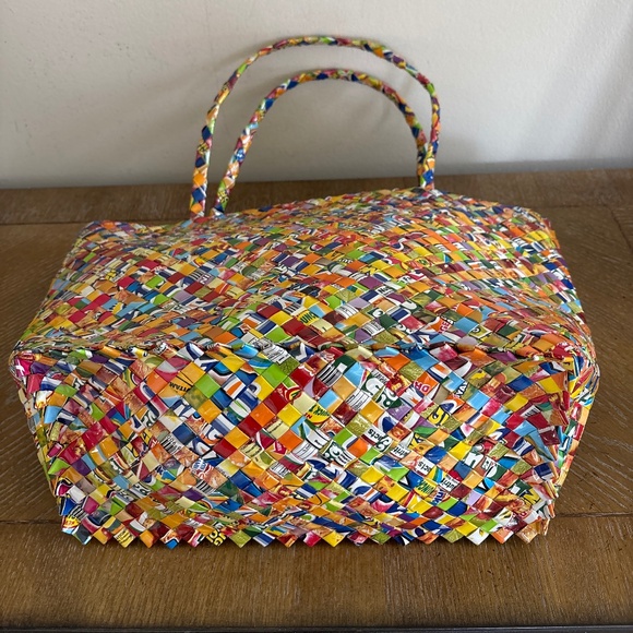 Vintage Style Recycled Wrappers Tote Handbag - Picture 5 of 6